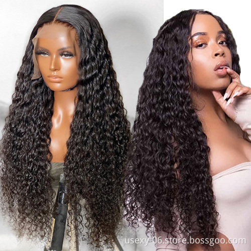 Women hair hd transparent lace frontal wig brazilian raw hair lace front wigs for black women 36 inch water wave lace wig
